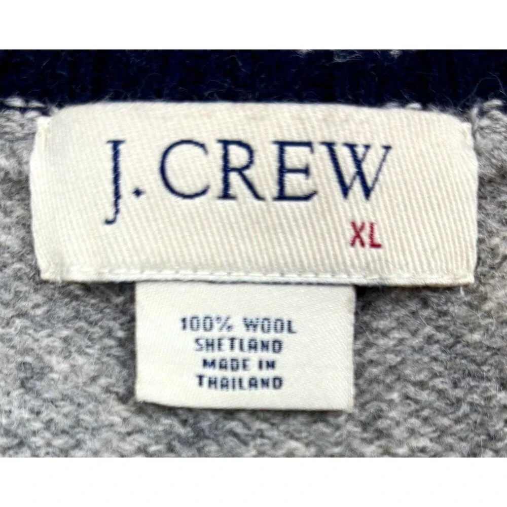 Men’s VTG Y2K J Crew V Neck Sweater 100% Wool Shetland Gray Size XL READ